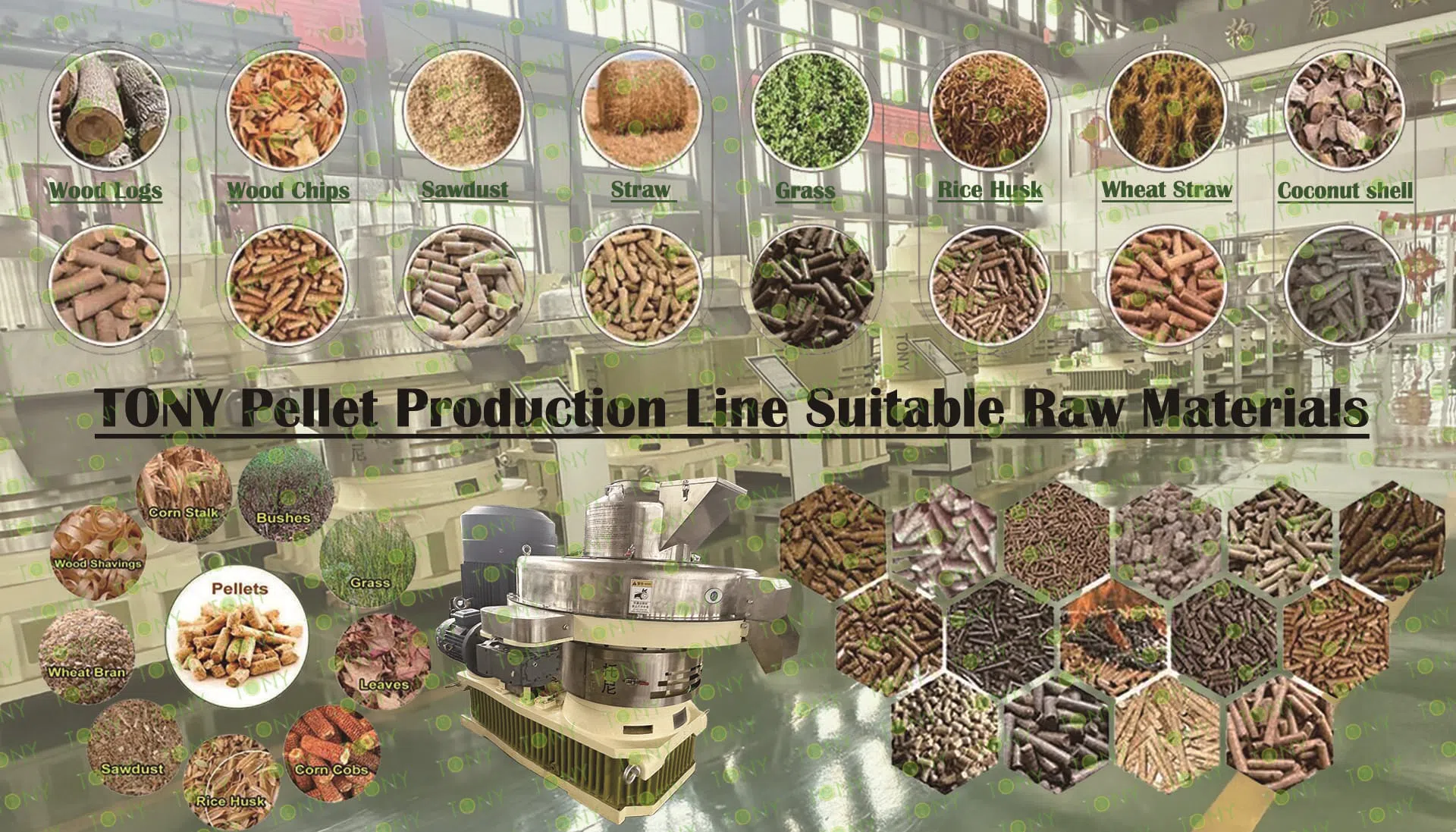 Produktionslinje til træflispiller