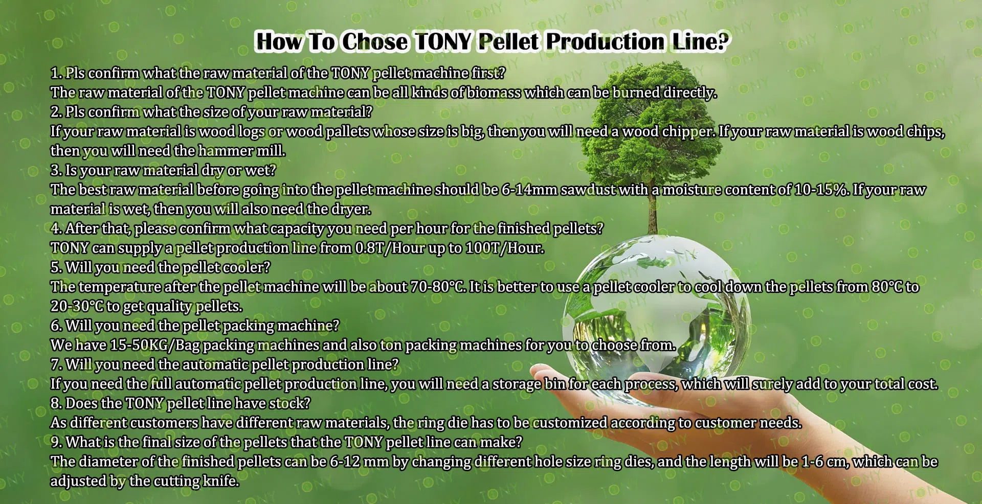 TONY 5-6TPH bagasse-pelletproduktionslinje